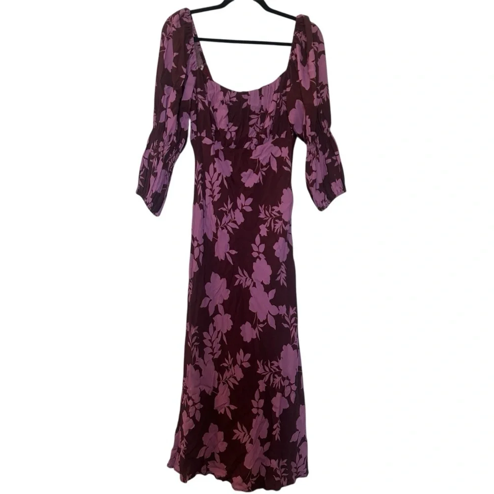 Peter Som Collective Floral Midi Square-neck Dress Womens size 8 maxi midi lined - Picture 5 of 10
